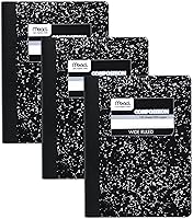 Mead Composition Notebooks, 3 Pack Wide Ruled, 100 Sheets, 7.5x9.75 Black Marble - Durable School Essentials