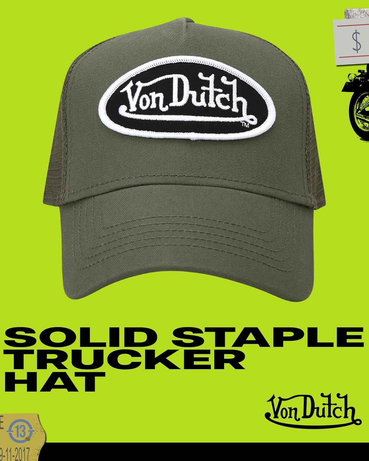 Von Dutch Unisex Trucker Hat - Retro Classic Solid Color Mesh Back Snapback Baseball Cap for Men & Women.
