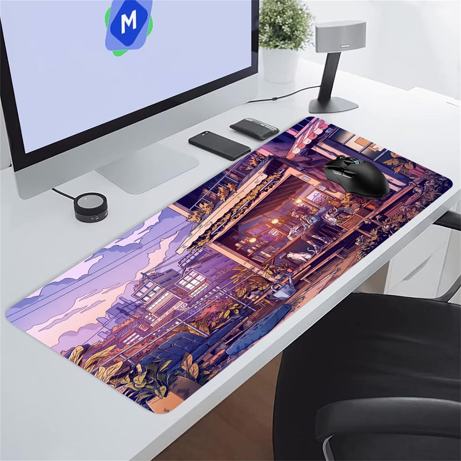 Tappetino Mouse XXL Gaming 1200 x 600 x 3mm Scene Anime | Grand Mouse Pad da Scrivania con Bordi Cuciti e Base in Gomma Antiscivolo, Tracciamento ad Alta Precisione per PC e Ufficio