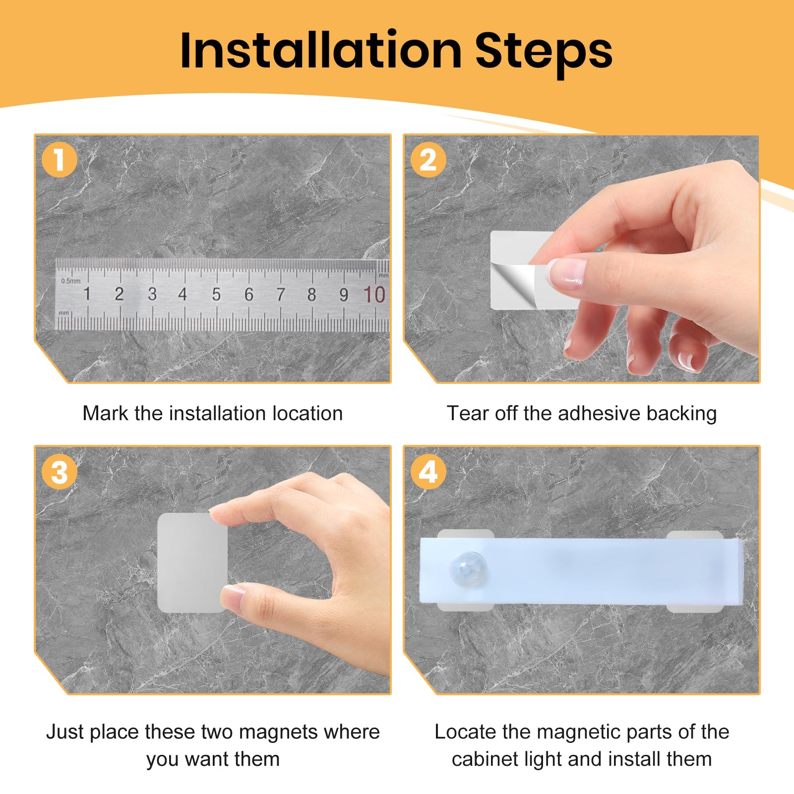 12 Pack Under Cabinet Light Metal Adhesive Strips for Magnetic LED Lights, Replacement Iron Plates Sticky Mounting Brackets for Closet Kitchen Wardrobe Counter Lighting Holders (Not Magnetic) — Amazon image 4