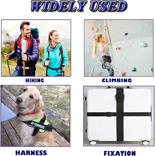 Miniatura 5 de Hebilla de liberación lateral, doble ajustable, sin clips de costura, hebilla de liberación rápida de repuesto para correas de nailon