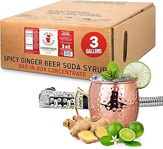 Top Hat Original Spicy Ginger Beer Soda Syrup - 3 Gallon BIB Cocktail mix - Bag in Box Concentrate for Commercial Soda Gun and Fountain Systems - QCD connection required - 3 Gallon BIB