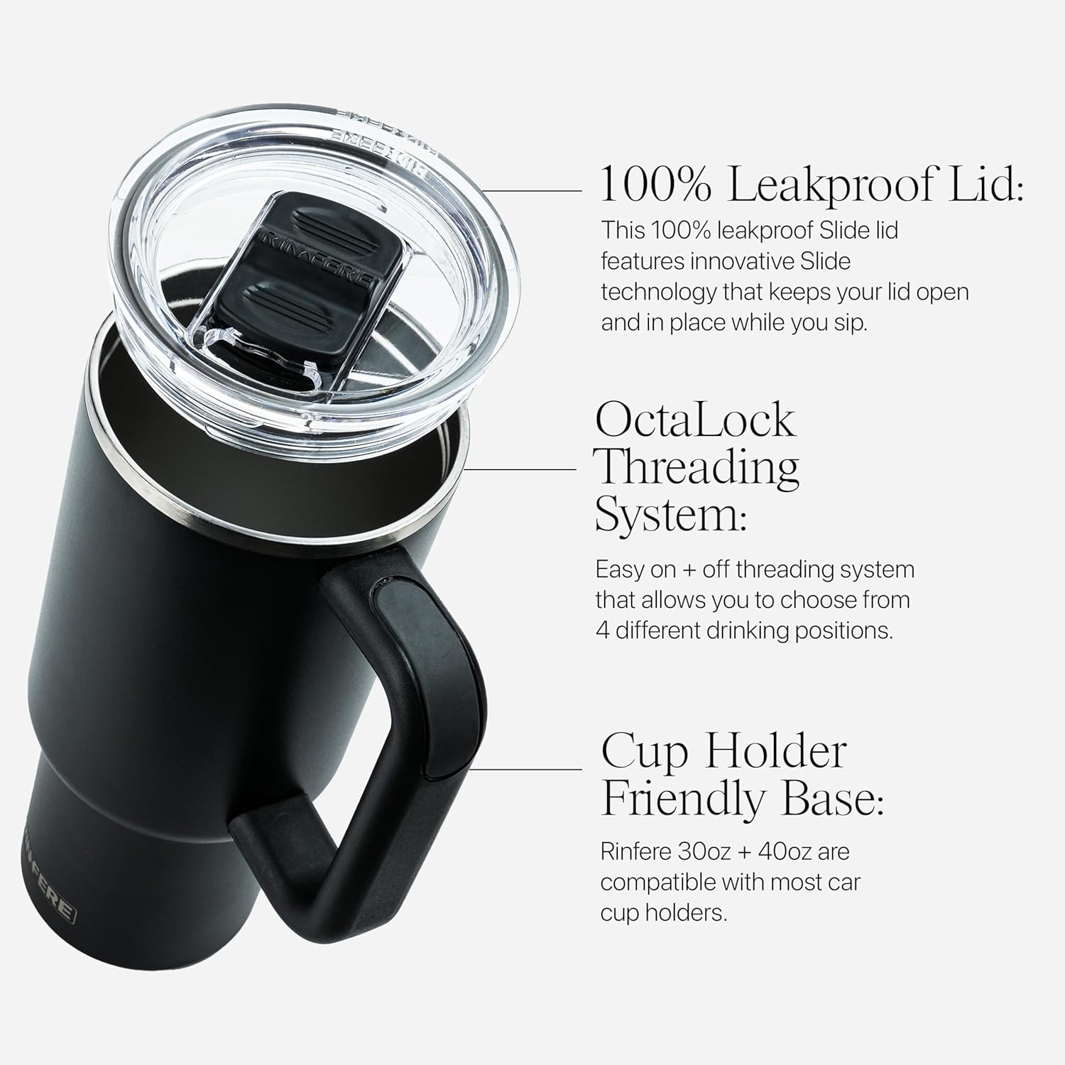 Tumbler with Handle, Straw and Slide Lid 30oz - 100% Leak Proof, Cup Holder Compatible for Travel - Insulated Stainless Steel Cup - Non-Slip Silicone Pad - BPA-Free (30oz, Rescue Red) - Image 4