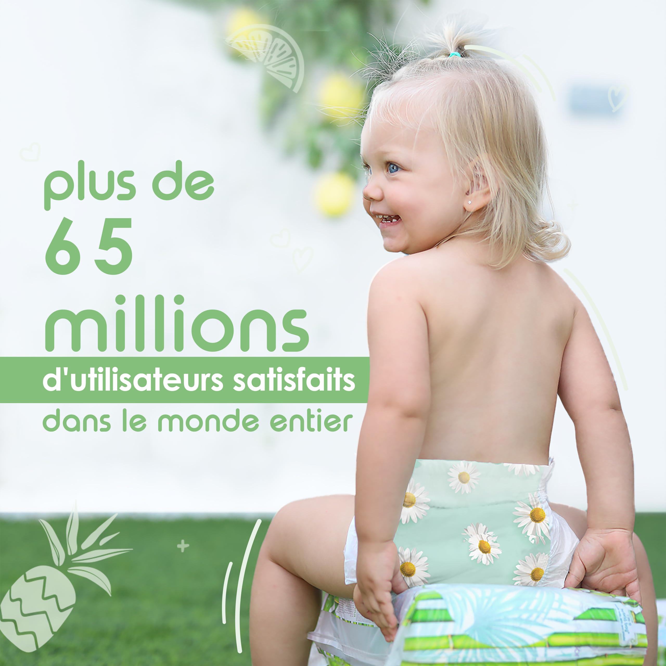 PureBorn 128 Couches Taille 2 (3-6 kg), Ultra-Absorbantes, Hypoallergéniques, Couches douces pour Bébé 2-4 mois, Testées Dermatologiquement, Anti-fuites, Écologiques en Bambou Naturel