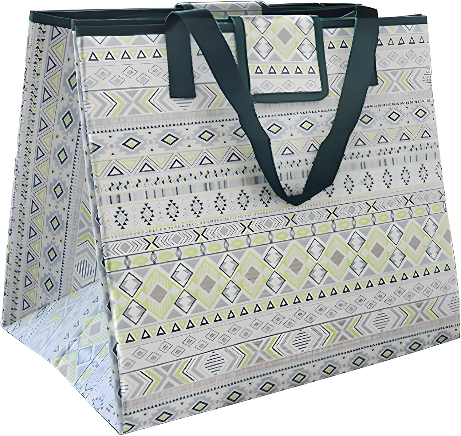 Multi-Use Reusable Grocery Bags, 2-in-1 Foldable Shopping Bags and Large Outdoor Picnic Mat, Convertible Tote with Touch Fastener for Beach Camping Grocery Shopping, Folk Green