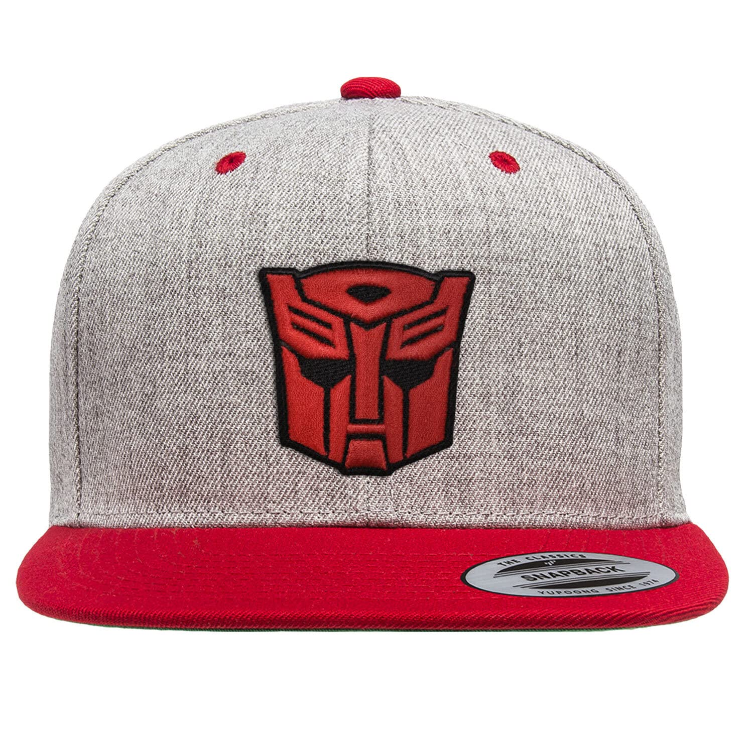 Transformers Officially Licensed Autobots 3D Patch Premium Snapback Cap (Heather Grey-Red)