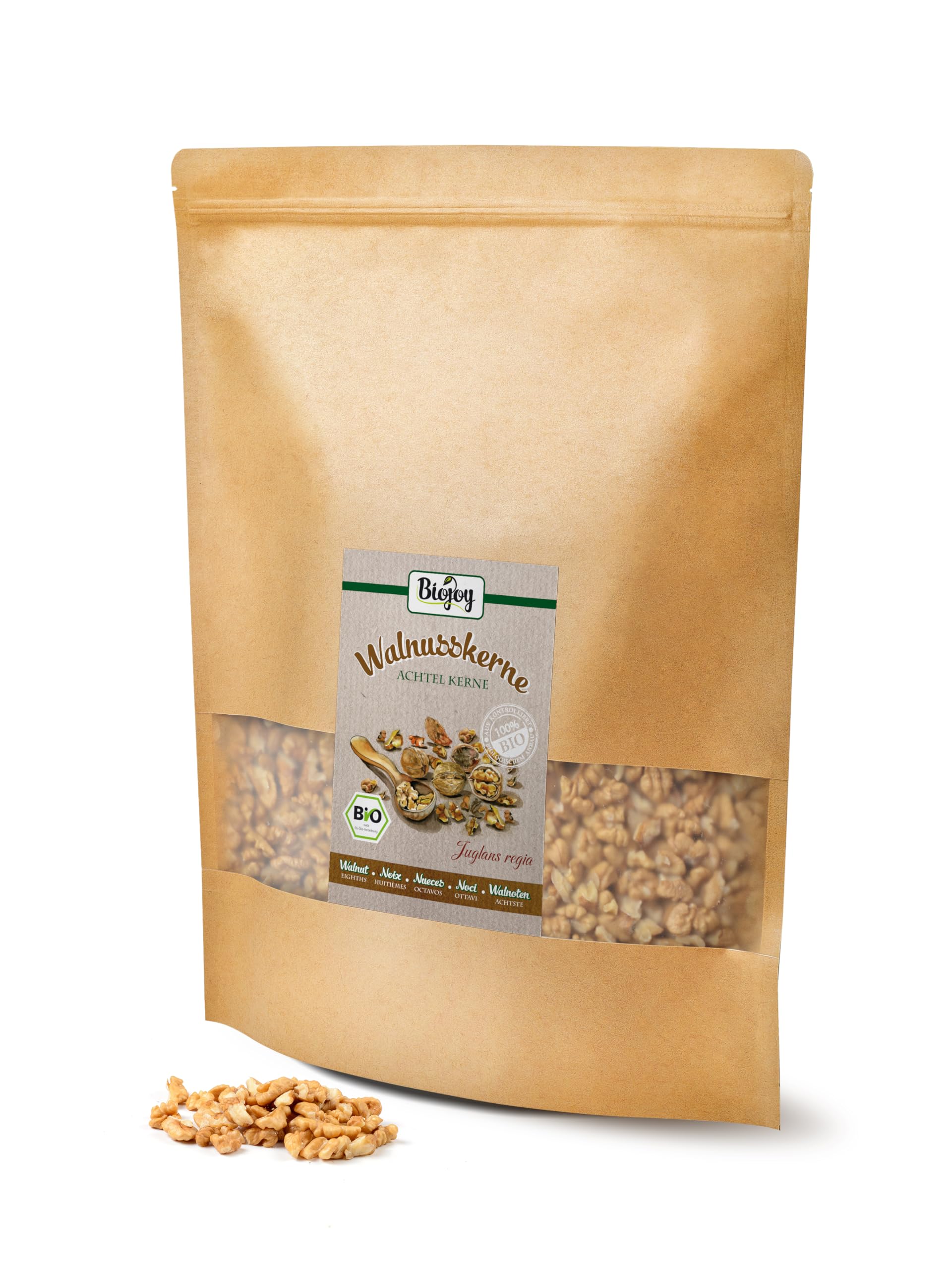 Biojoy BIO-Walnusskerne Achtel Kerne (2 kg), Walnüsse ohne Schale (Juglans regia)