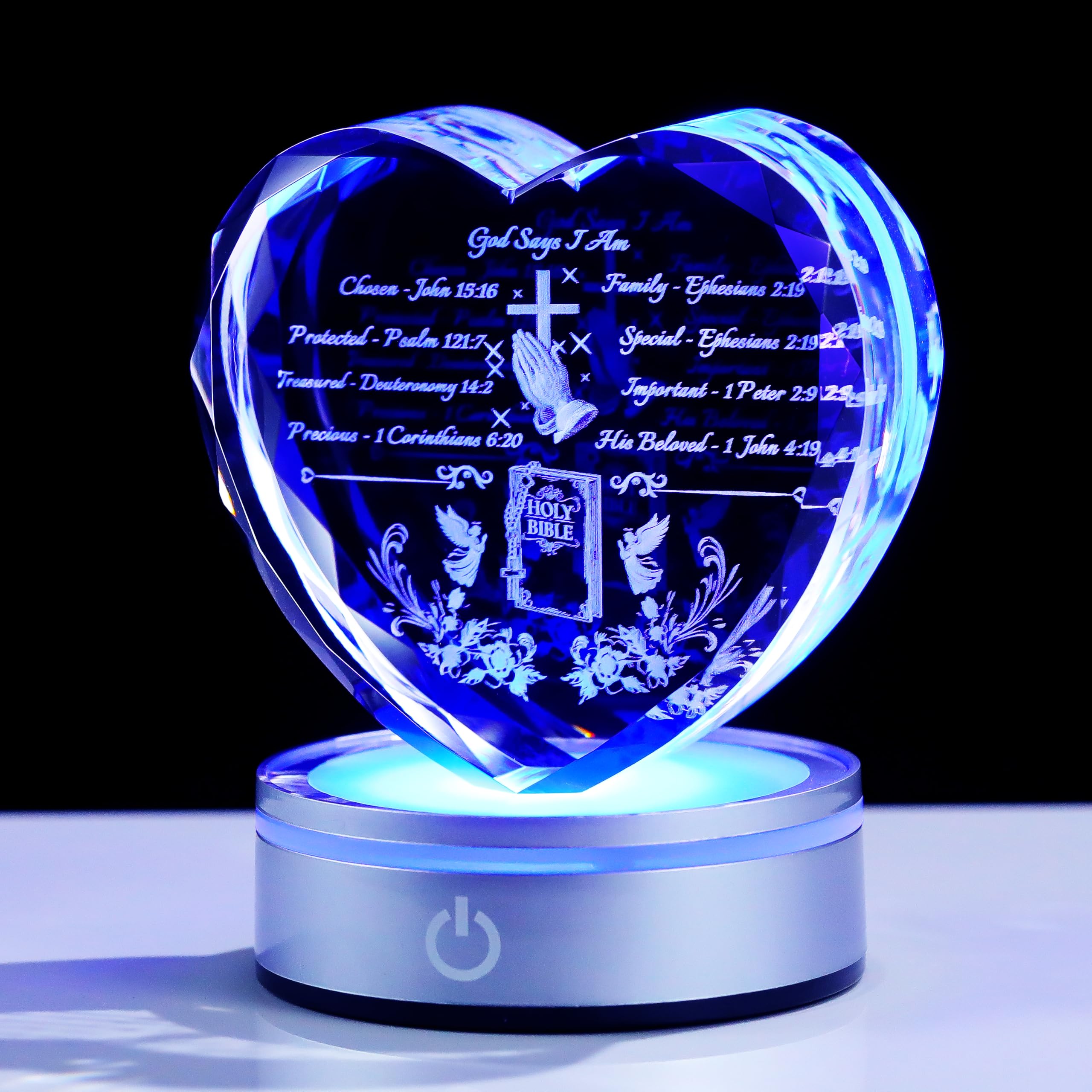 Christian Gifts for Women-3D Crystal Heart Plaque Bible Verse God Says I am