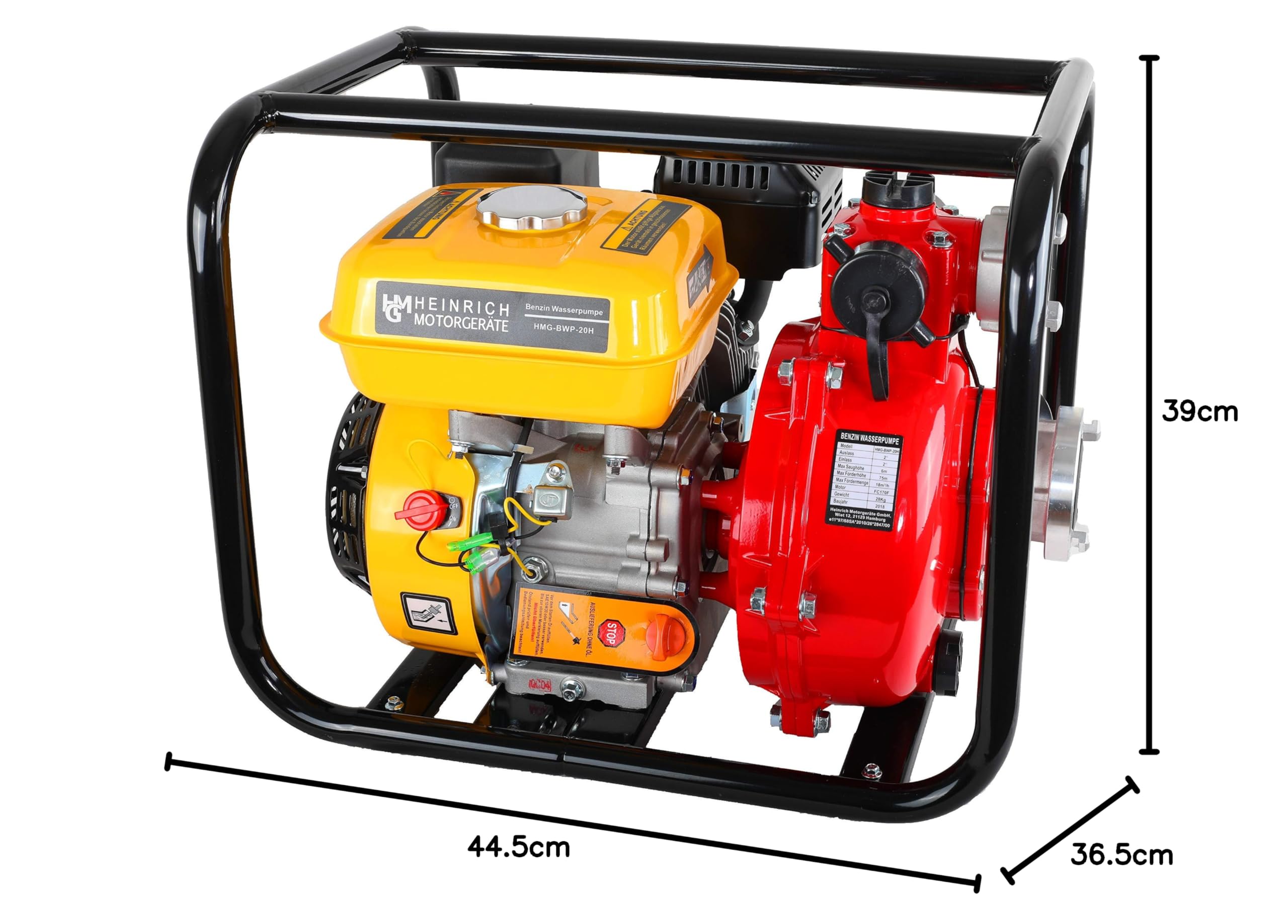 Klassisch, Aluminium Motorpumpe HMG-BWP-20H Storz C Hochdruckpumpe 7,5Bar, Gelb