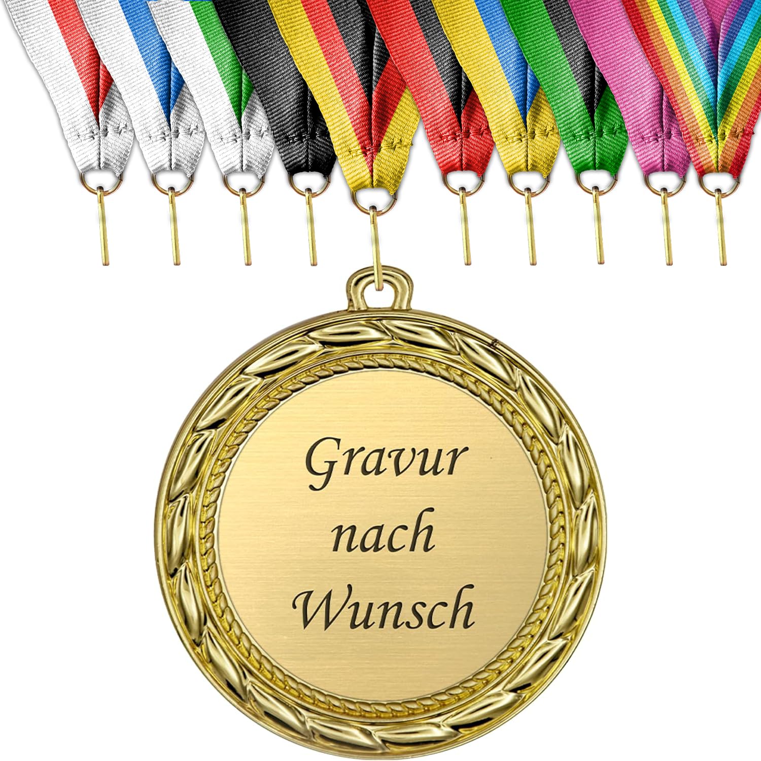 pokal-fabrik Fußball Medaillen aus Metall – 70 mm Goldmedaille mit Band – Personalisierter Orden mit Gravur für WM, Turniere, Fußball Events & Kindergeburtstag (optional 1/2/5/10/20 Stück)