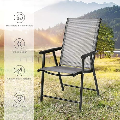 Miniatura 6 de S AFSTAR - Sillas plegables para patio, silla portátil con reposabrazos para exteriores, jardín, jardín, piscina