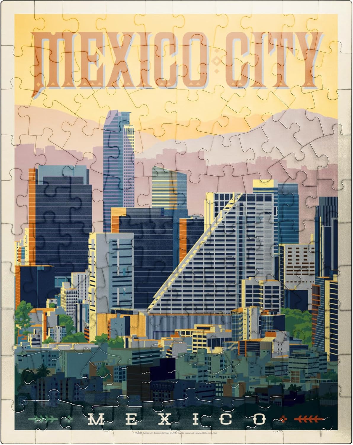 MyPuzzle Mexico: Mexico City, Vintage Poster - Premium 500 Piece Jigsaw Puzzle for Adults