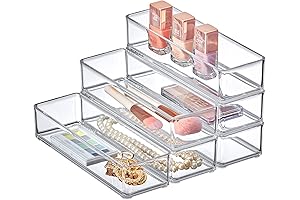 6-Pack QuickSort Trio Stackable Drawer Organizers by Amazing Abby: Optimize Home & Office Storage