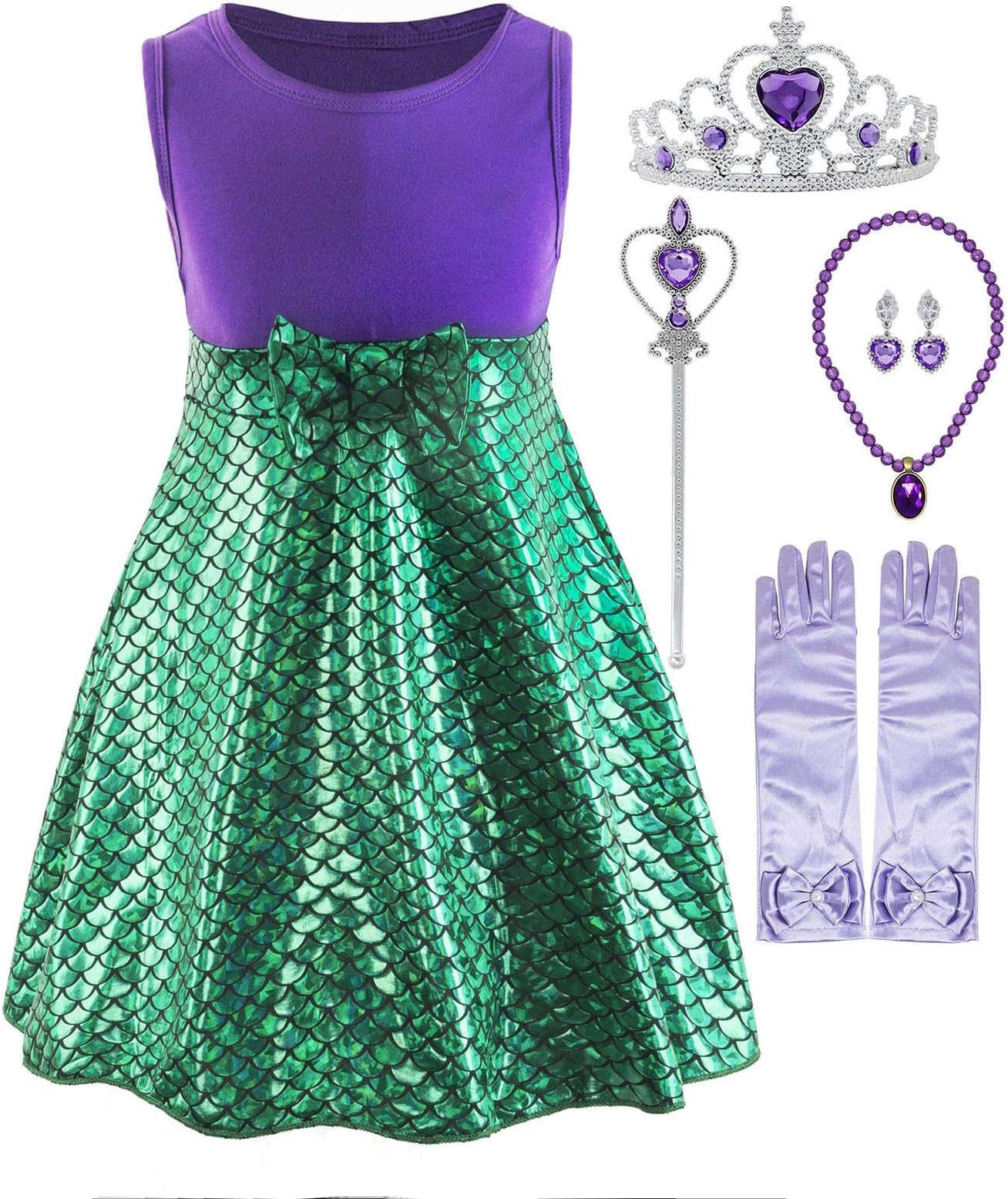 Padete Green Little Girl Mermaid Princess Costume Sequins Party Dress