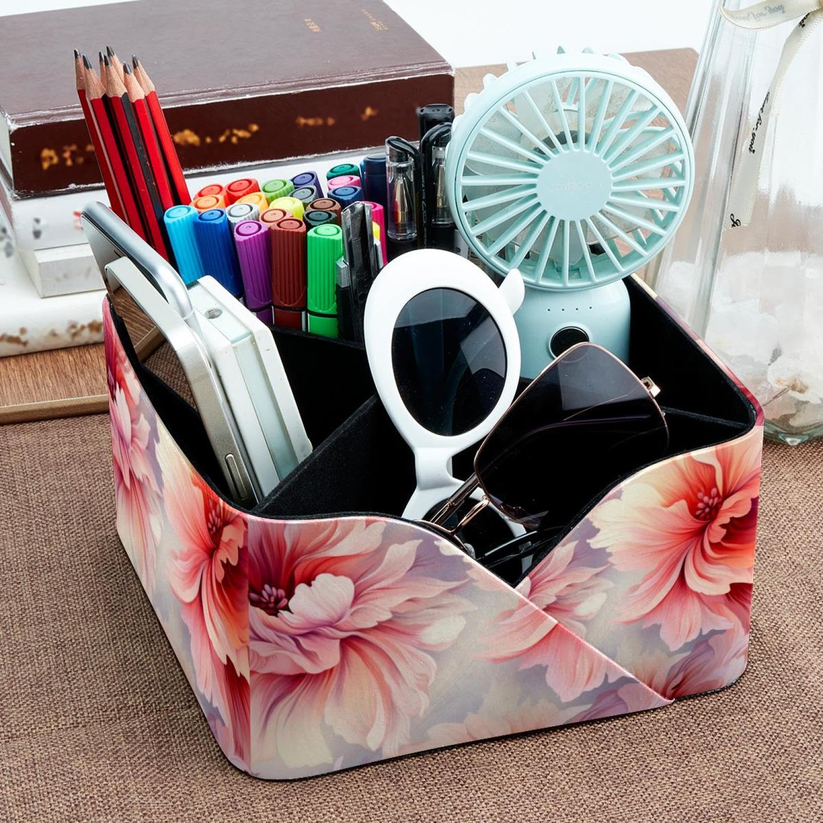 Joli porte-stylos en forme de pétales de fleurs, 4 emplacements pour pinceaux de maquillage, grand rangement de fournitures de bureau, joli crayon de bureau pour bureau, école, femmes et enfants