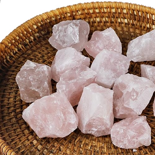 Miniatura 5 de Rocas de cuarzo rosa para vasos de roca, piedras de cristal crudo natural para tocar rocas, funciona para cualquier vaso de roca, 1 librabolsa..