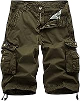 AOYOG Men's Camo Cargo Shorts Relaxed Fit 100% Cotton Multi-Pocket Outdoor Camouflage Shorts