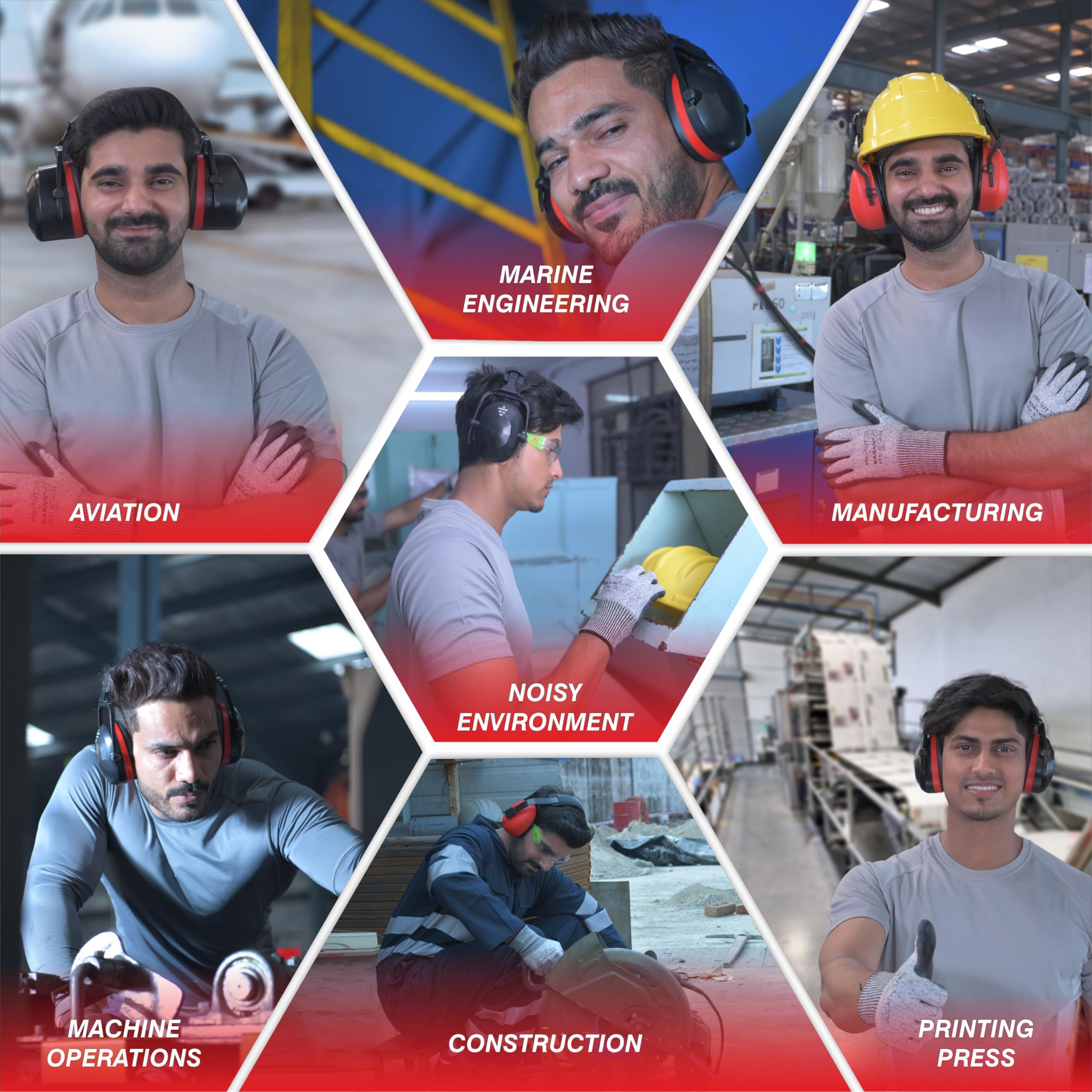 Karam EP21 High Noise Reduction Safety Ear Muff | Adjustable, Comfortable & Lightweight Hearing Protection for Construction, Shooting & Industrial Use | Noise Cancelling Earmuffs with SNR 27dB - Image 4 thumbnail