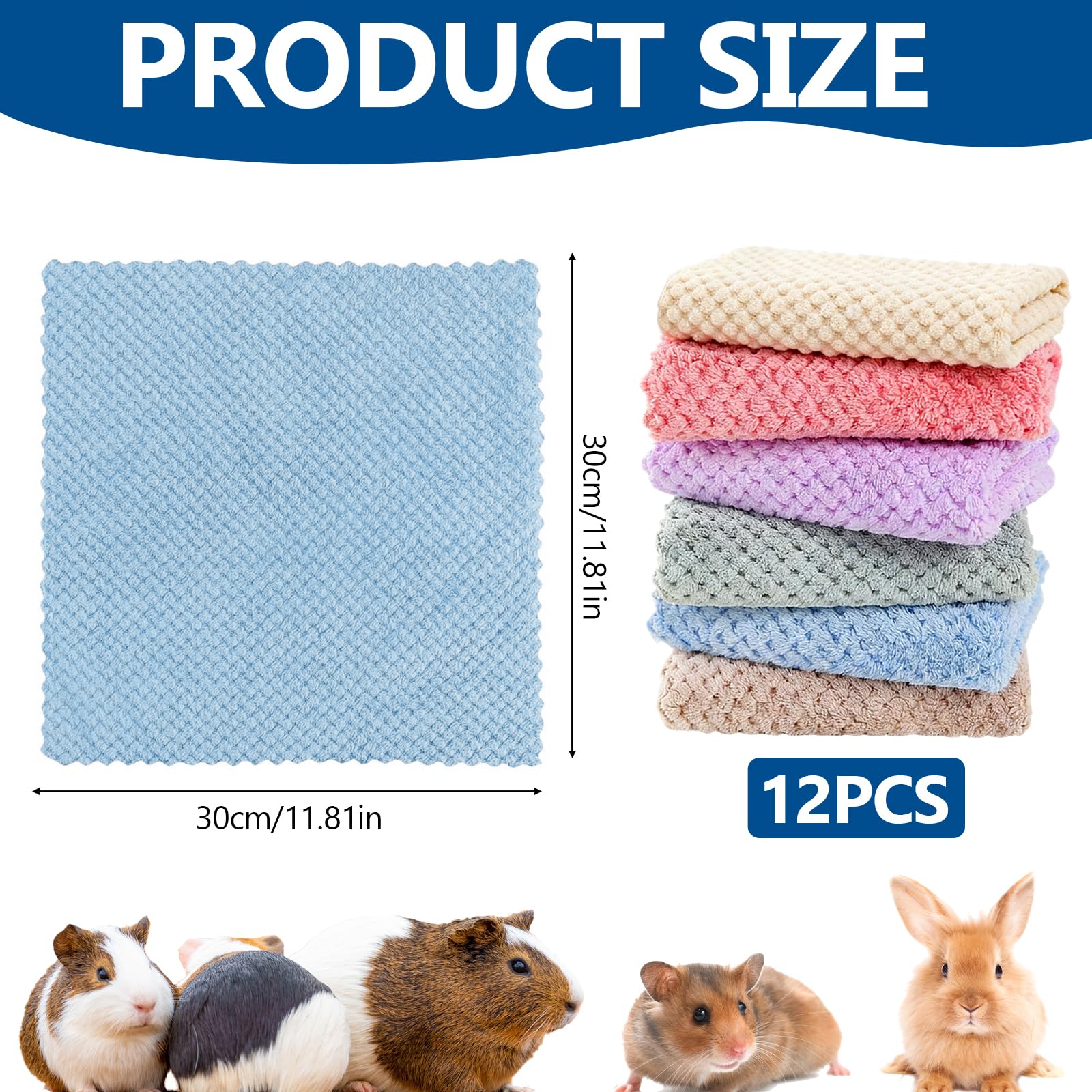 Koc polarowy dla świnki morskiej, 12 sztuk, wodoszczelny, 30 x 30 cm, do klatki świnki morskiej, wkładek, koc dla psa, kot, nadaje się do prania, puszysty, dla chomików
