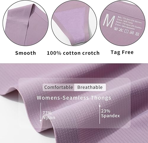 Miniatura 3 de BIONEK Tanga sin costuras para mujer, ropa interior sin costuras, suave, tanga, cintura baja, tanga, tanga, tanga, tanga trasera, multicolor,