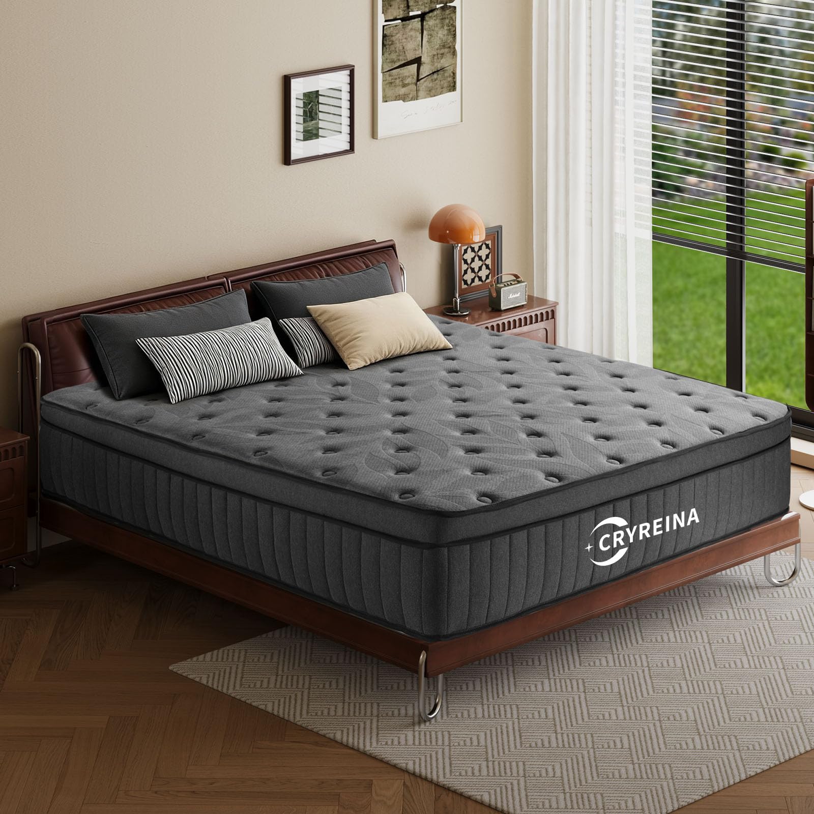 CRYREINA Queen Mattress 12 Inch Queen Size Mattress in a Box Upgrade Pocket Springs-Medium Firm, Breathable Comfort Pressure Relief, Motion Isolation CertiPUR-US Certified