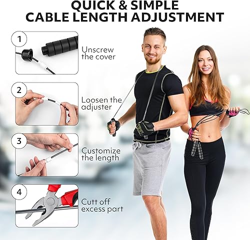 Miniatura 5 de Cuerda de saltar, cuerda de saltar pesada, cable de cuerda de salto de velocidad rápida sin enredos con rodamientos de bolas