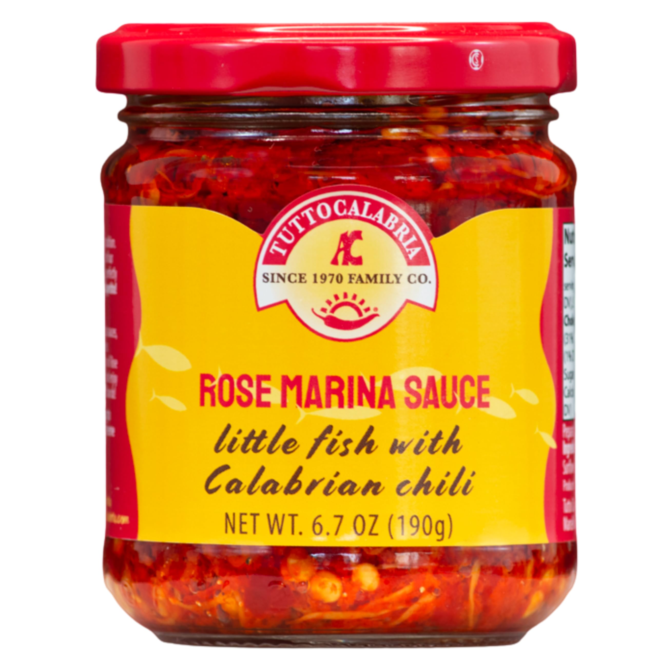 TUTTOCALABRIA TuttoCalabria, Rose Marina Sauce, 6.7oz (190 gr), Spicy Calabrian baby fish, Traditional recipe with EVO oil, Intense sea flavour, Ideal