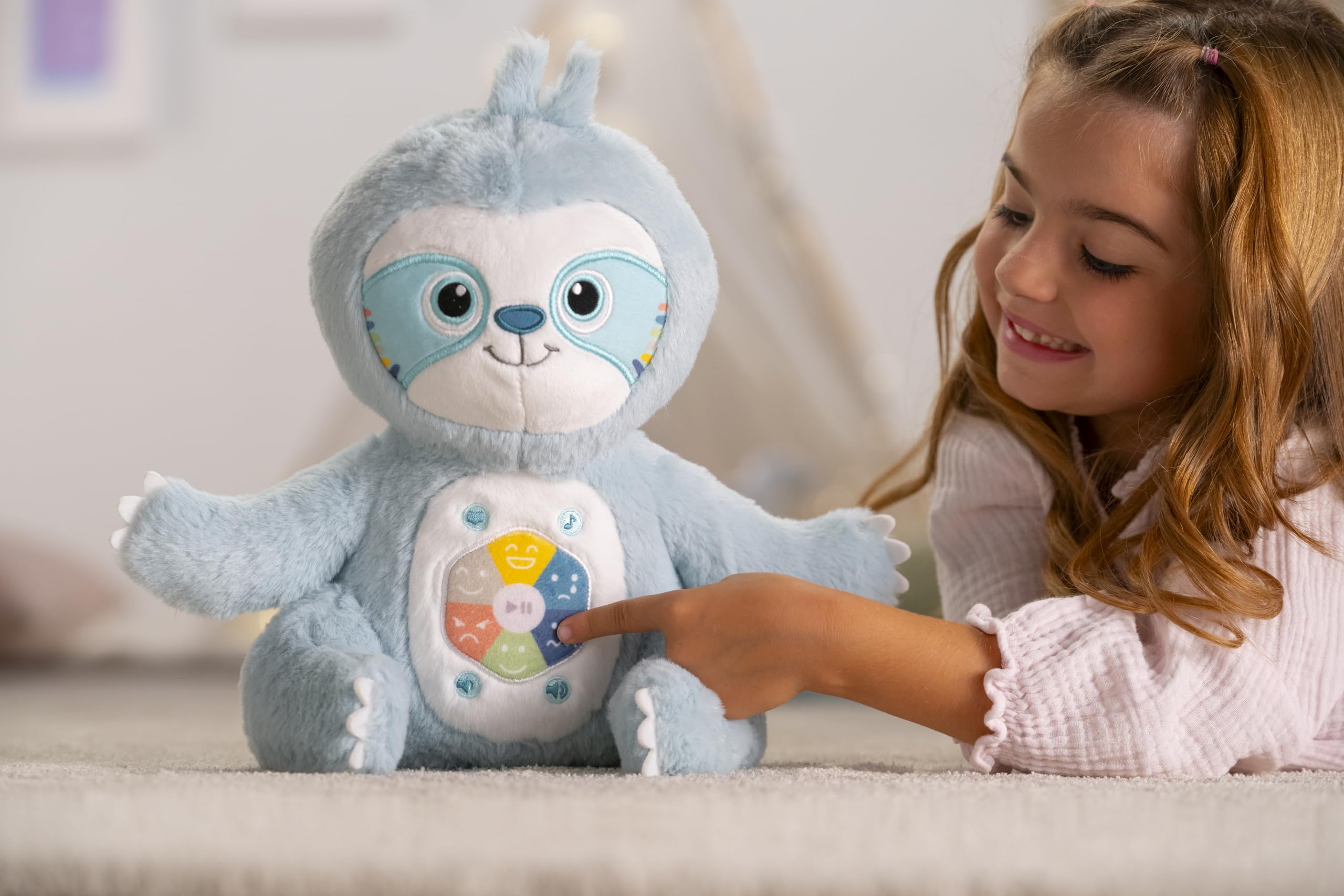 Gipsy Toys - Siméon, Mon conteur d'émotions – Peluche Interactive Musicale, conteuse d’Histoires – Garçon et Filles – 10 Mois à 7 Ans - 28 cm - Vert d'eau - Version Française
