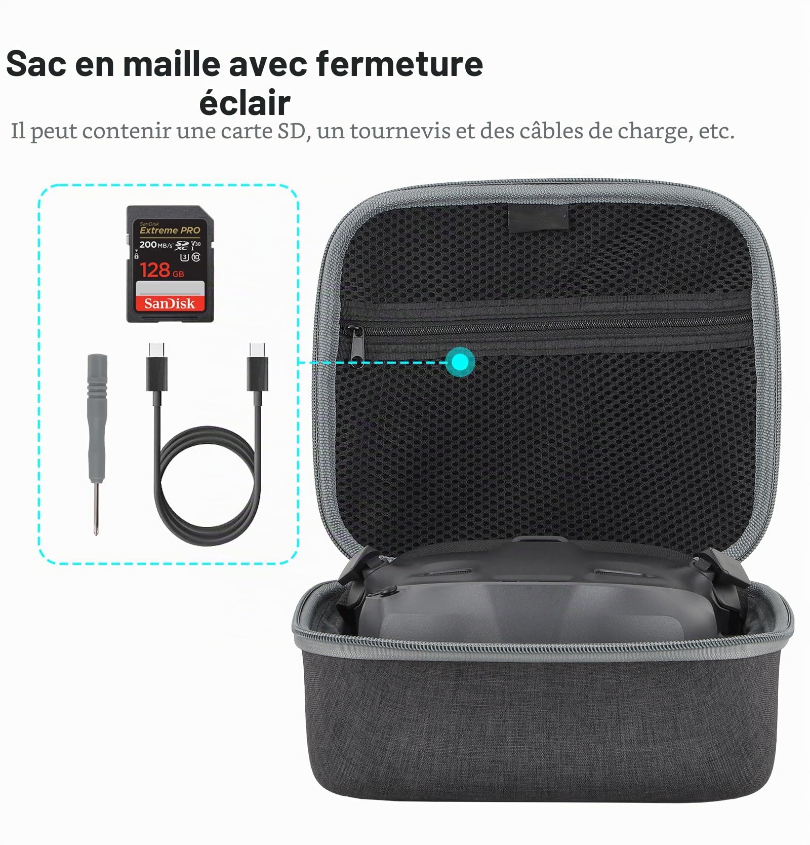 Étui de Transport Rigide pour DJI Goggles N3 Sac de Rangement Protecteur Absorbant Les Chocs Anti-Rayures Housse de Protection pour Accessoires de Drone
