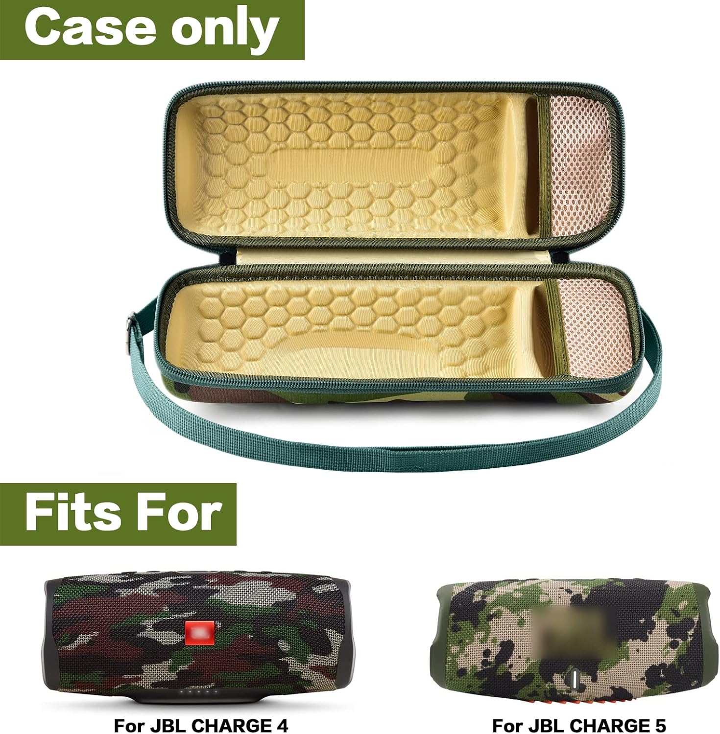 Hard Travel Case for JBL Charge 4/ Charge 5 Waterproof Bluetooth Speaker. Carrying Storage Bag Fits Charger and USB Cable - Squad Camo (Case Only) - Image 2