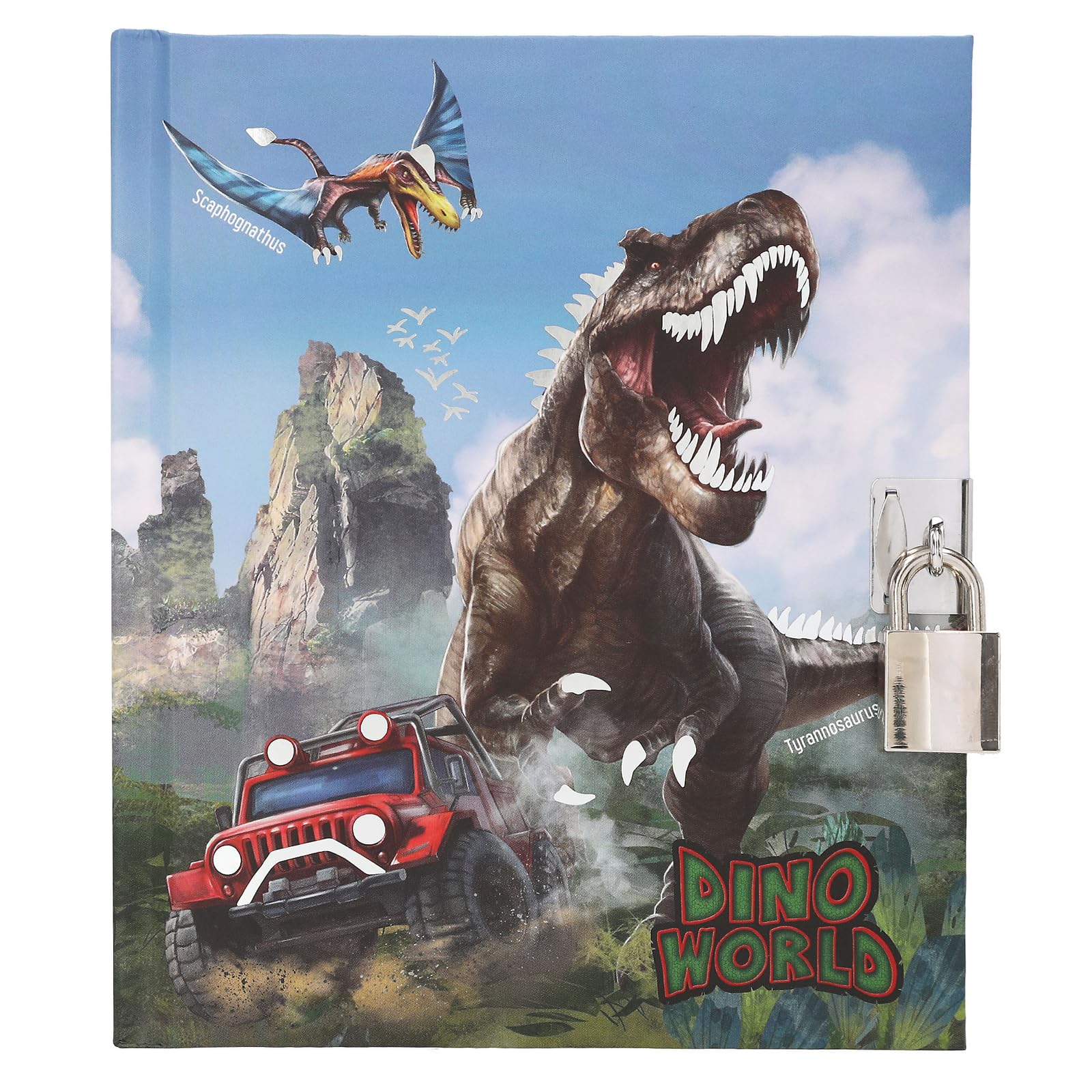 Depesche 13997 Dino World Diary with Lock and Key, Purple Book with Model Motif, Cat Pattern and 192 Lined Pages