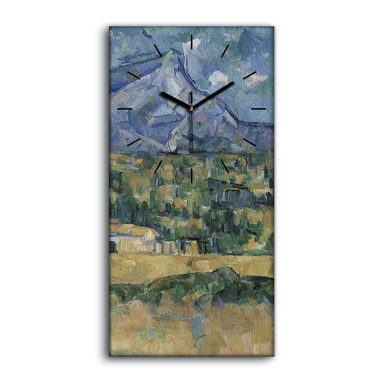 Horloge silencieuse Mont Sainte Victoire en toile avec aiguilles noires