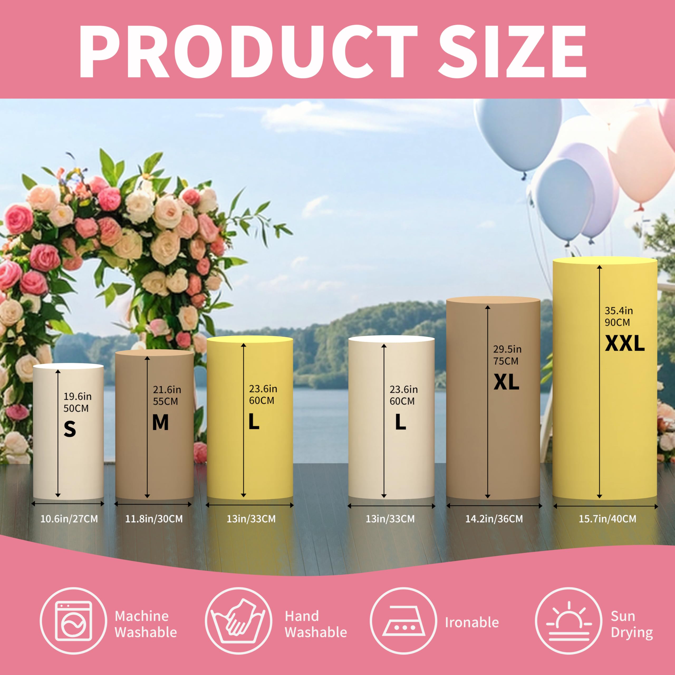 JKLUMI 3Pcs Cylinder Stand Covers for Party, Multicolor Cylinder Covers Plinth Stand Pillar Cover,Round Spandex Cylinder Pedestal Cover for Birthday Wedding Event Decor