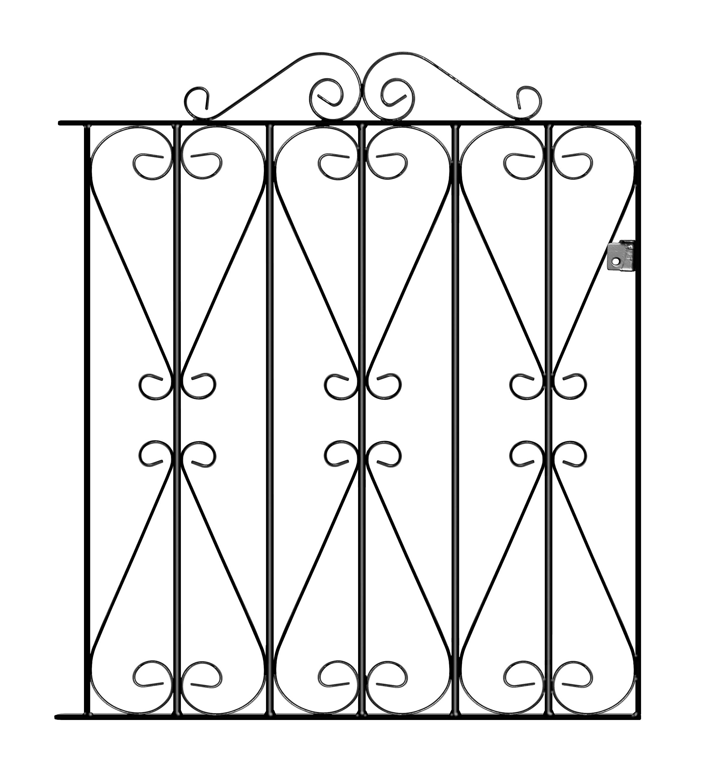 Regent Scroll Metal Garden Gate Galvanised Wrought Iron Style Pedestrian Gates (838mm Gap X 914mm High RSZP2)