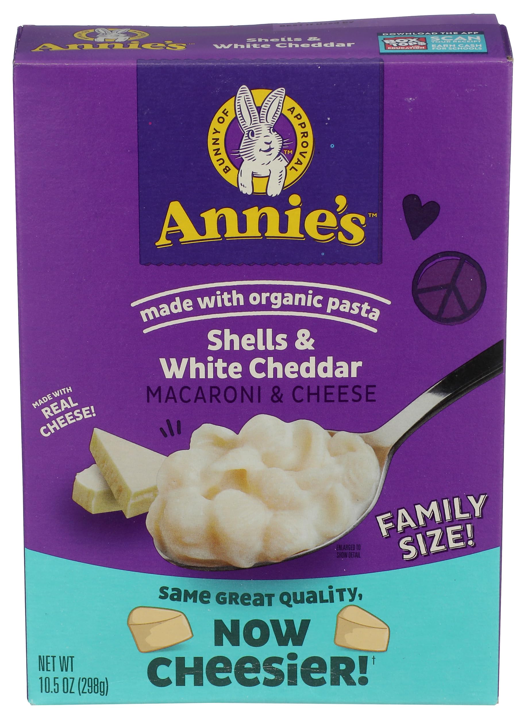 Macaroni & Cheese, Shells & White Cheddar, Family Size, 10.5 oz (298 g)