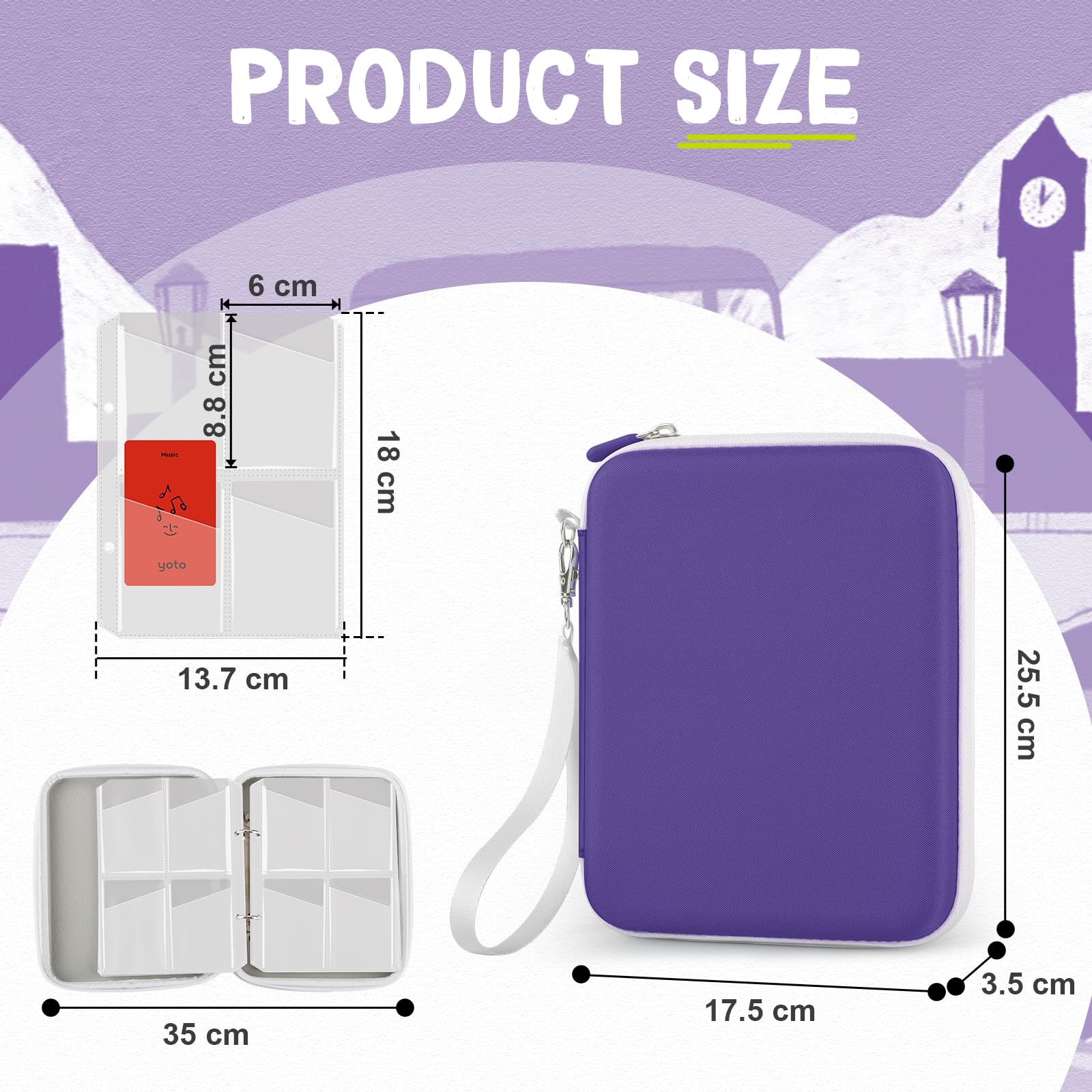 Yoto Card Holder Case  80-Pocket Zipper Binder For 2.3x3.4 Inch Cards,  Fits Mini