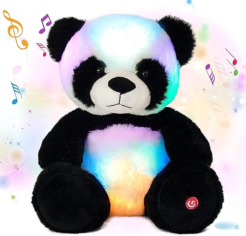 Cuteoy Juguete de peluche suave con diseño de panda LED musical que brilla en la oscuridad cantando a la hora de acostarse regalo de cumpleaños para