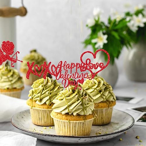 Miniatura 101 de Rsstarxi 36 Pack Happy Valentine's Day Cupcake Toppers Glitter Cupid Love Heart Lip Kiss Me Be Mine Cupcake Picks for Valentine's Day Theme Wedding