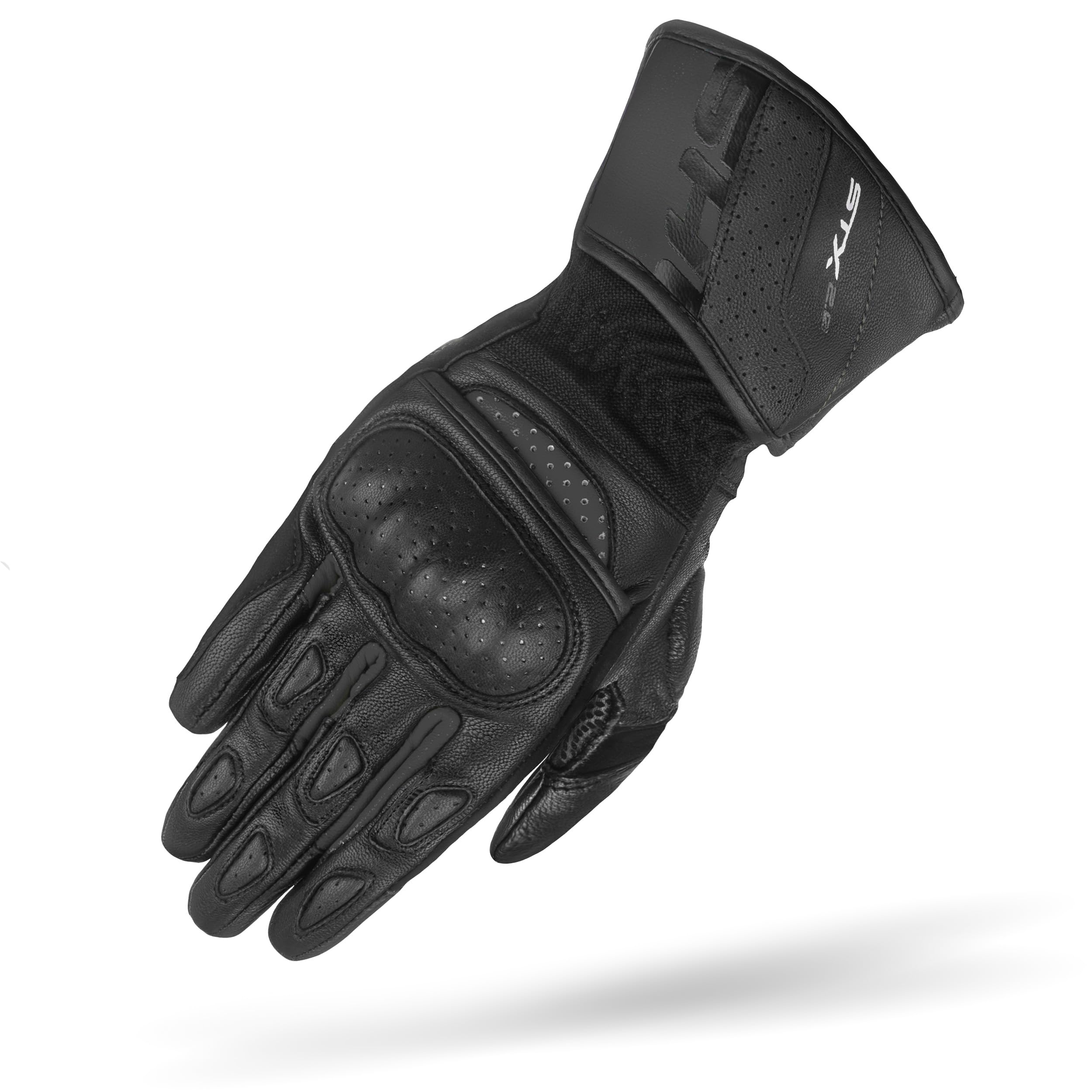 SHIMA STX Motorbike Gloves Men Leather Long Summer Biker Armoured Protectors Motorcycle Perforated Ventilated Reinforced Touchscreen Motorsport Glove Racing Motorbikes (Mens, Black, 3XL)