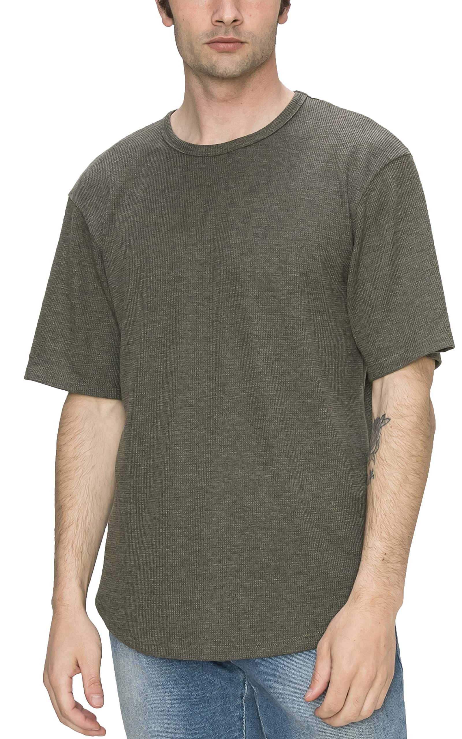 COIN 1804 Men's Thermal Short Sleeve Curved Hem Tee Olive