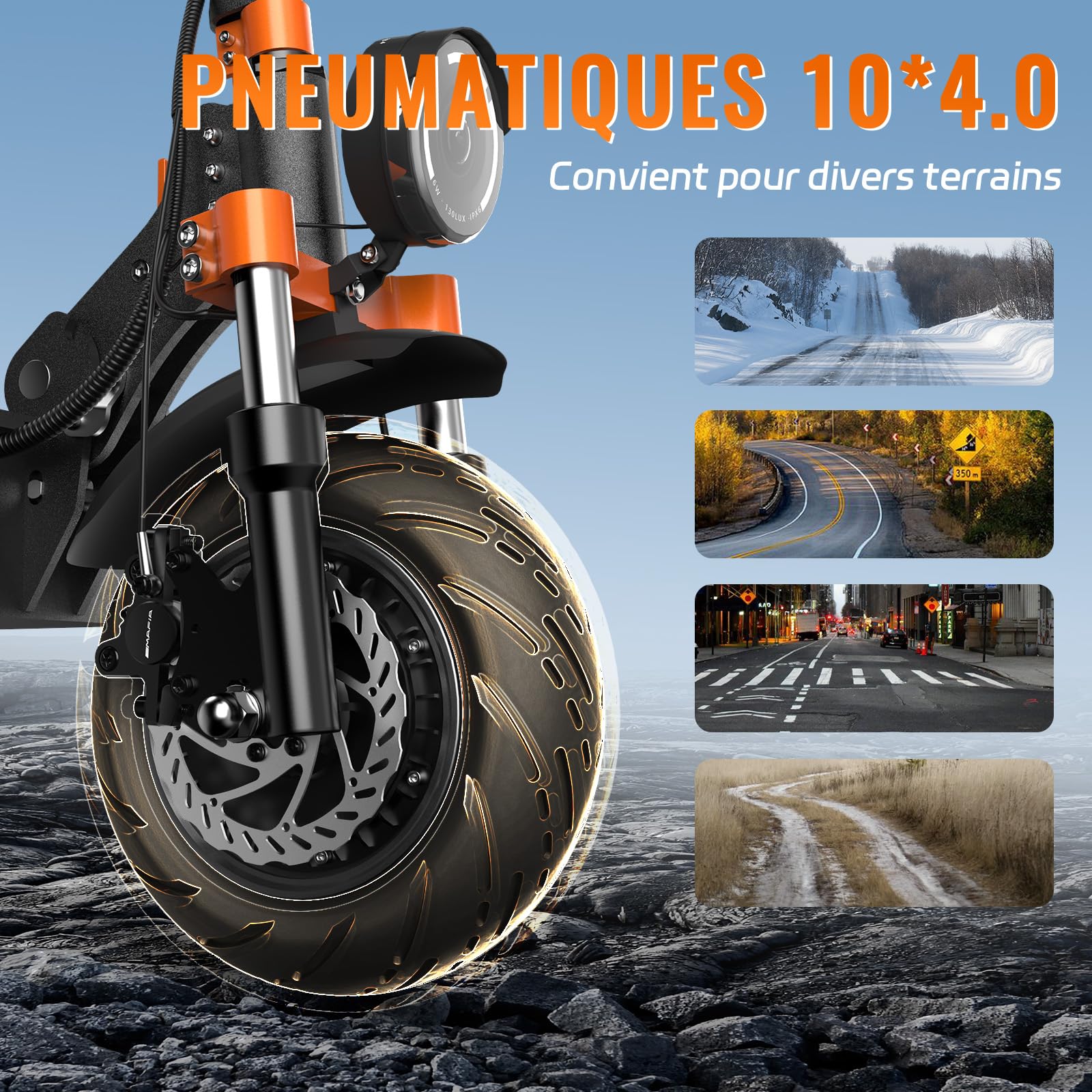 JAYSIMXIN Trottinette Electrique Adulte Puissante Trottinette Électrique Adulte Scooter,10 Pouces Trottinette électrique Tout Terrain, Batterie au Lithium 52V 36Ah,130 km