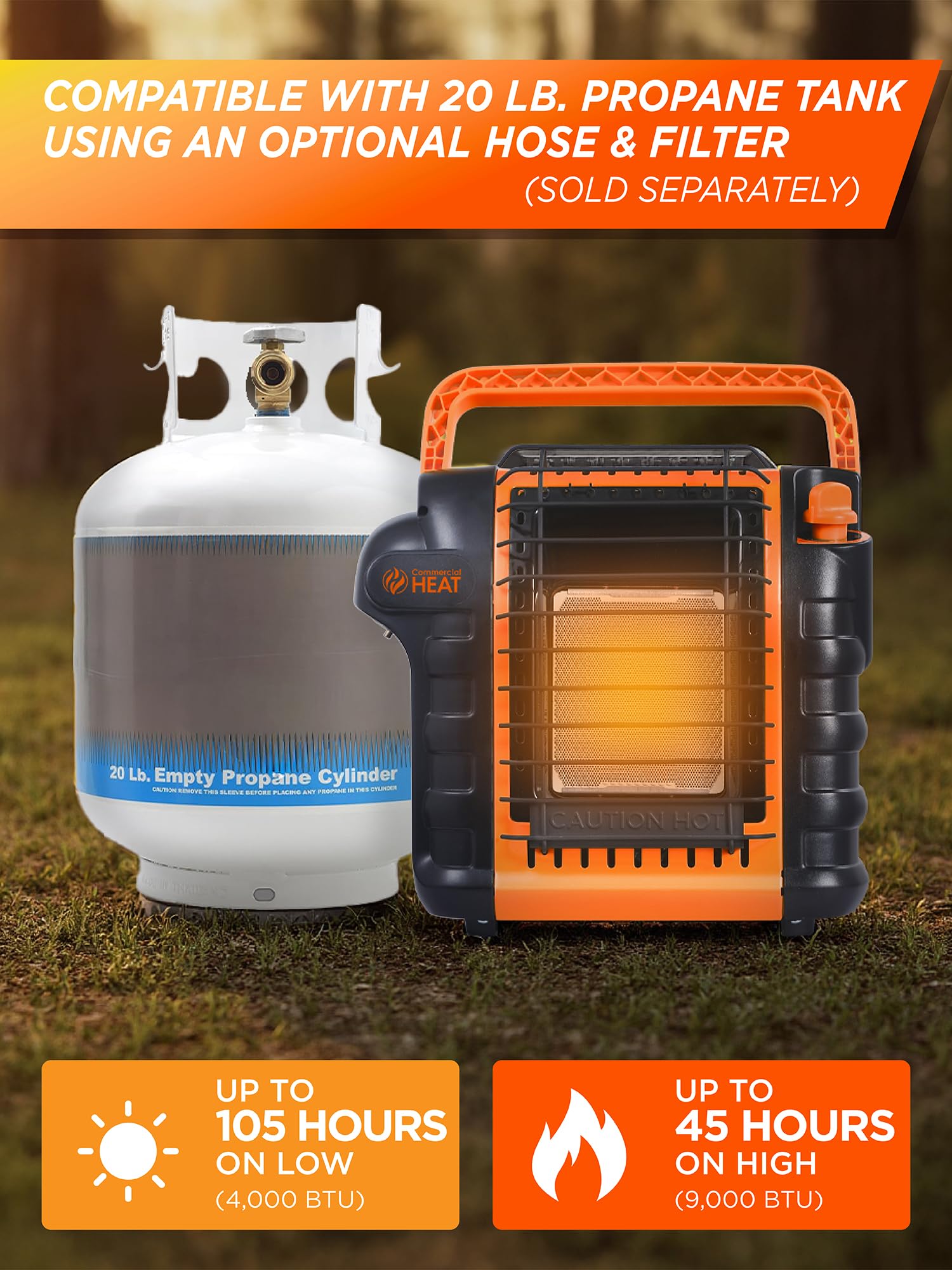 9000 BTU Portable Propane Heater - Keep Warm Outdoors -6