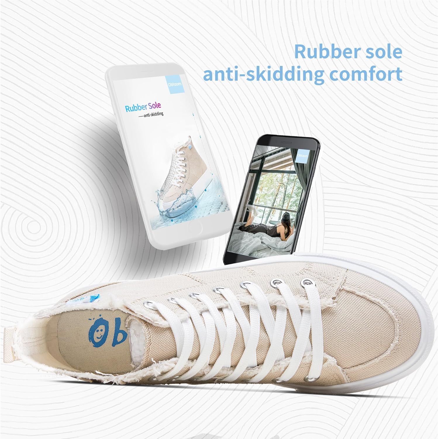 Obtaom High Top Platform Sneakers Women Mid Calf Play Canvas Shoes Washed Platform Skate Skateboard Shoe Casual Canvas Fashion Sneakers - Image 4