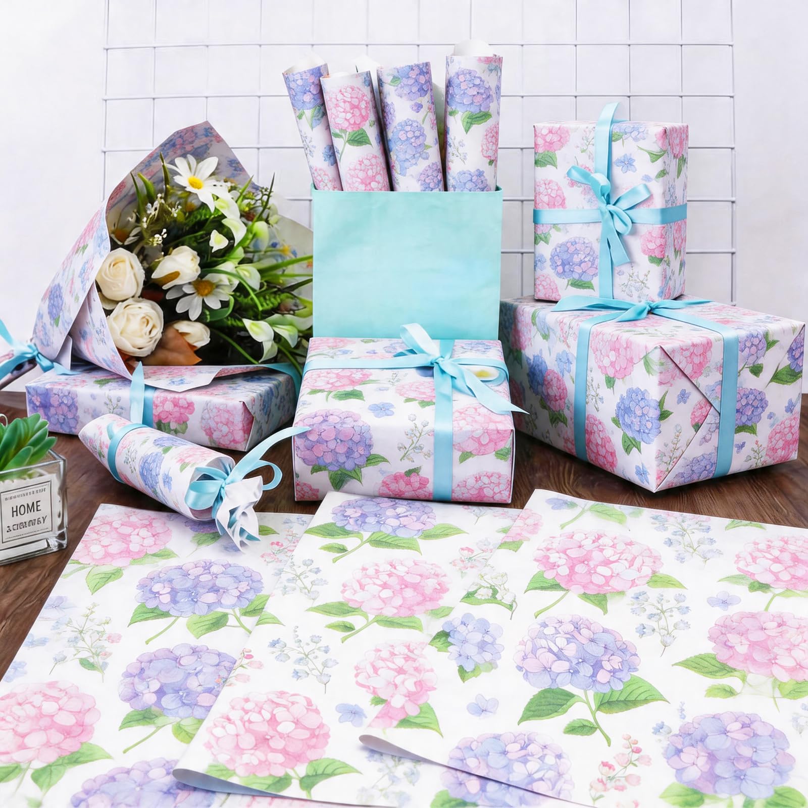 200 Sheets Wildflower Tissue Paper, Watercolor Floral Gift Wrapping Paper for Birthday, Mother's Day, Wedding & Baby Shower, Large 50x35cm Flower Art Tissue for Gift Bags & Hampers, 20x14 in