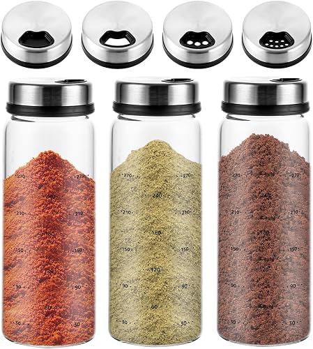ZOFUN Lot de 3 bocaux à épices avec couvercle rotatif – 300 ml – Pots en verre h