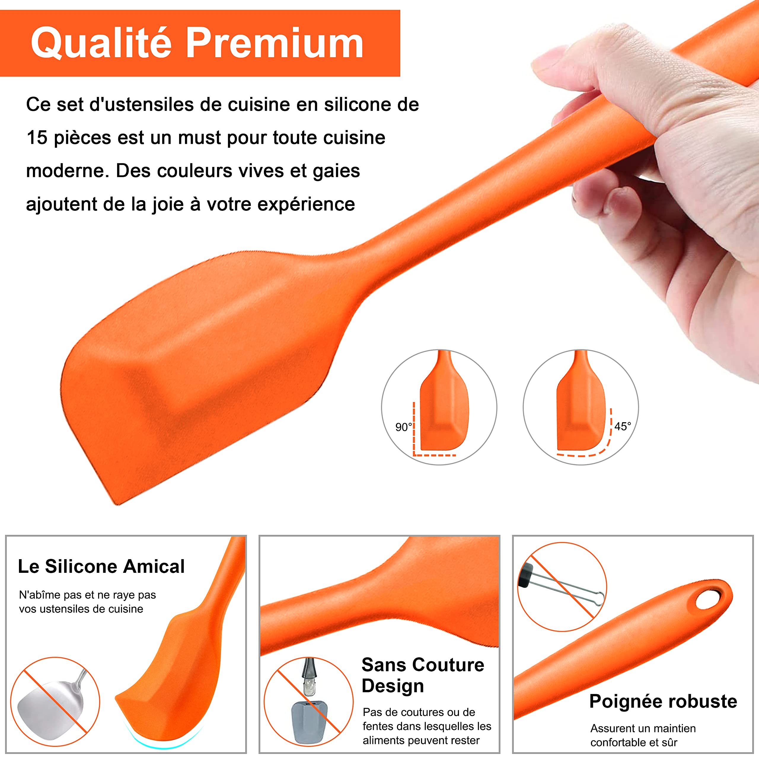 Joyfair Set di utensili da cucina, 34 pezzi in silicone e acciaio inossidabile, set di utensili da cucina con supporto, resistenti al calore, accessori per utensili da cucina, include spatole