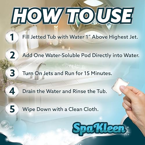 Miniatura 3 de Limpiador de bañera de hidromasaje para jacuzzis, bañeras, hidromasajes, seguro para sépticos, 10 limpiezas por bolsa, fórmula de acción rápida,