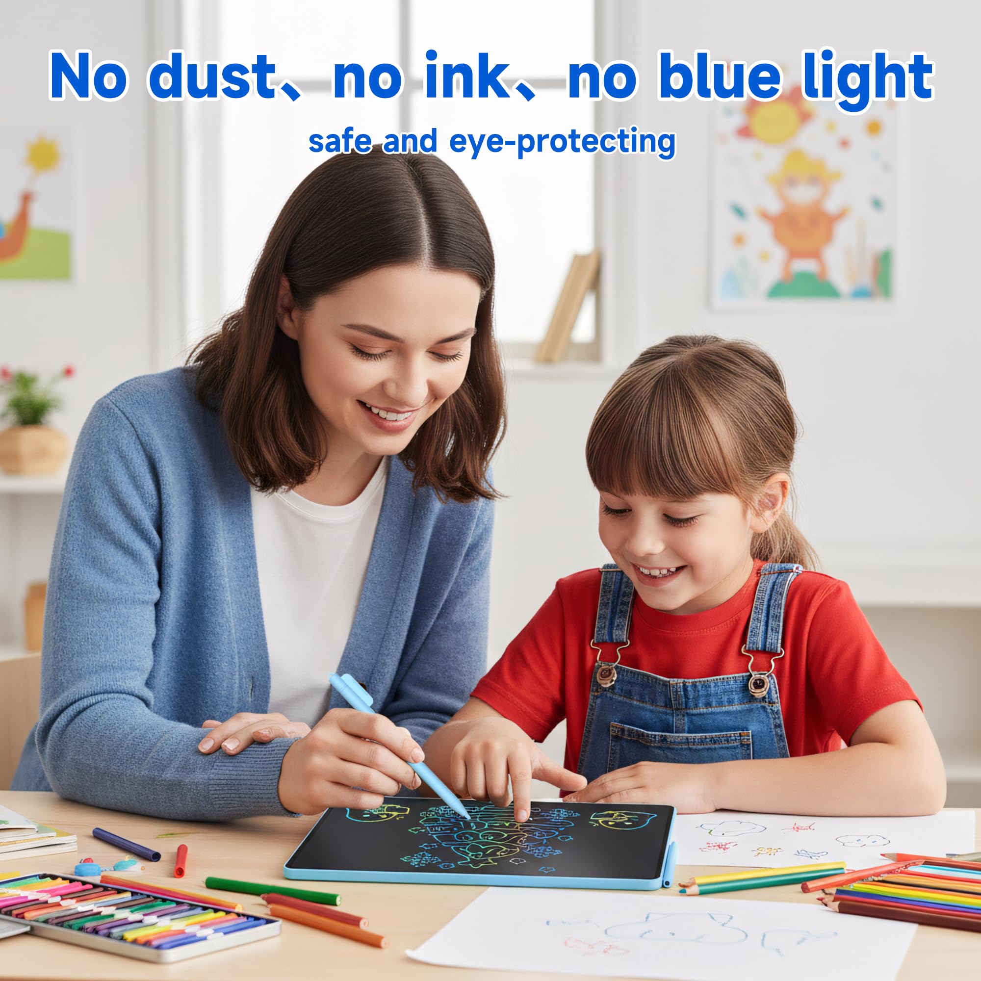 40,6 cm großes LCD-Schreibtablett für Kinder, buntes wiederverwendbares elektronisches Doodle Board mit Stylus, pädagogischer Zeichenblock für Mathematikübungen und Lernen, unverzichtbares
