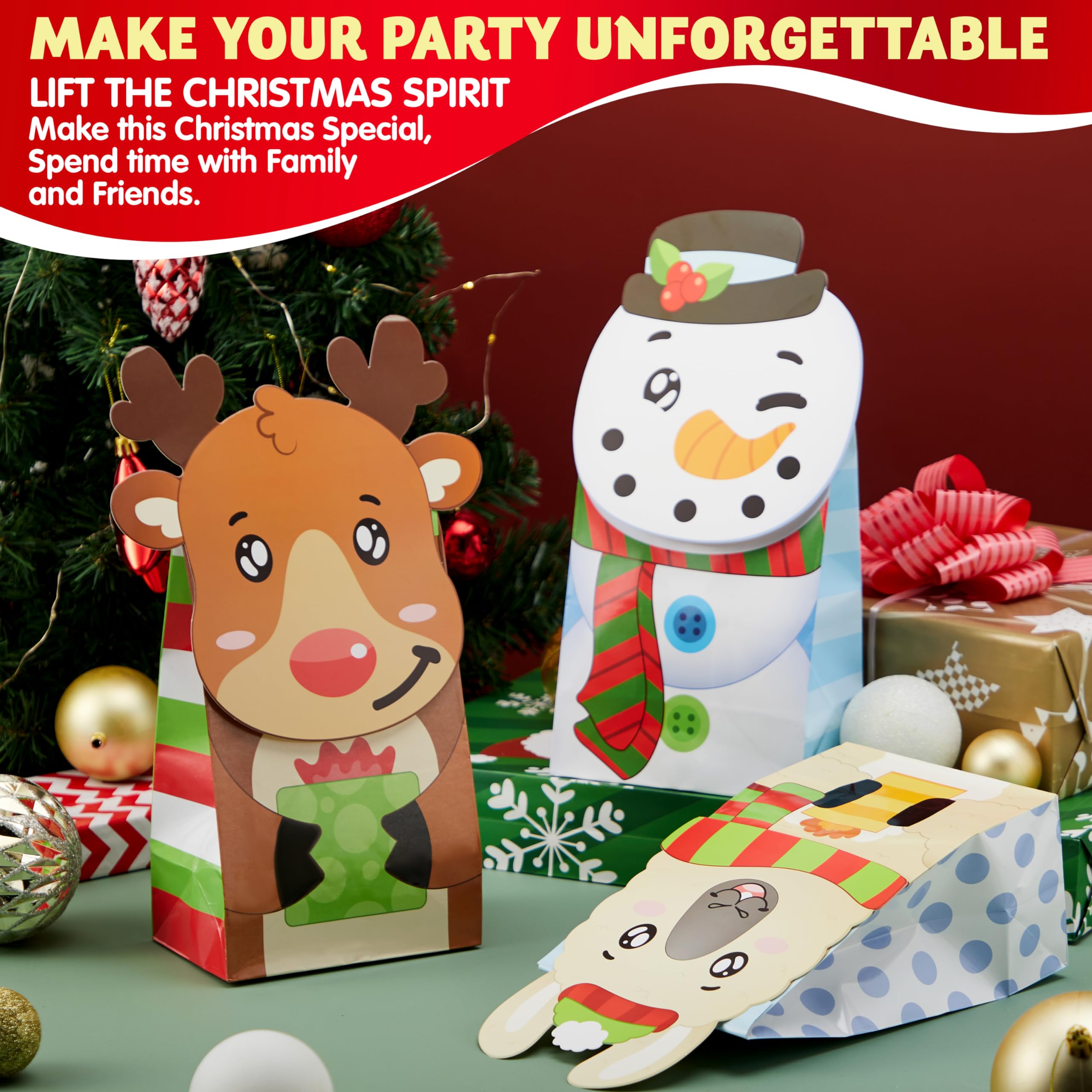 JOYIN 24 Weihnachts-Geschenktüten zum Aufklappen für Feiertage, Partys, Gebäck, Cupcakes, Kekse, Süßigkeiten, Brownies, Donuts, Weihnachtsgeschenkbeutel