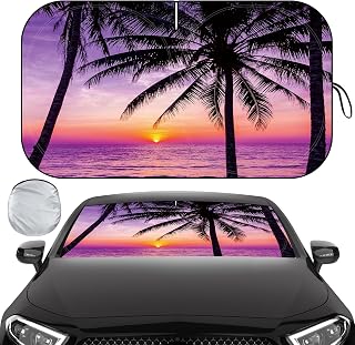 Windshield Sun Shade, Car Sun Shade Windshield, Reflector Sunshade Offers Ultimate Protection for Car Interior, Reflective Polyester Blocks Heat for Cars,Trucks,SUVs (55 x 32 in)